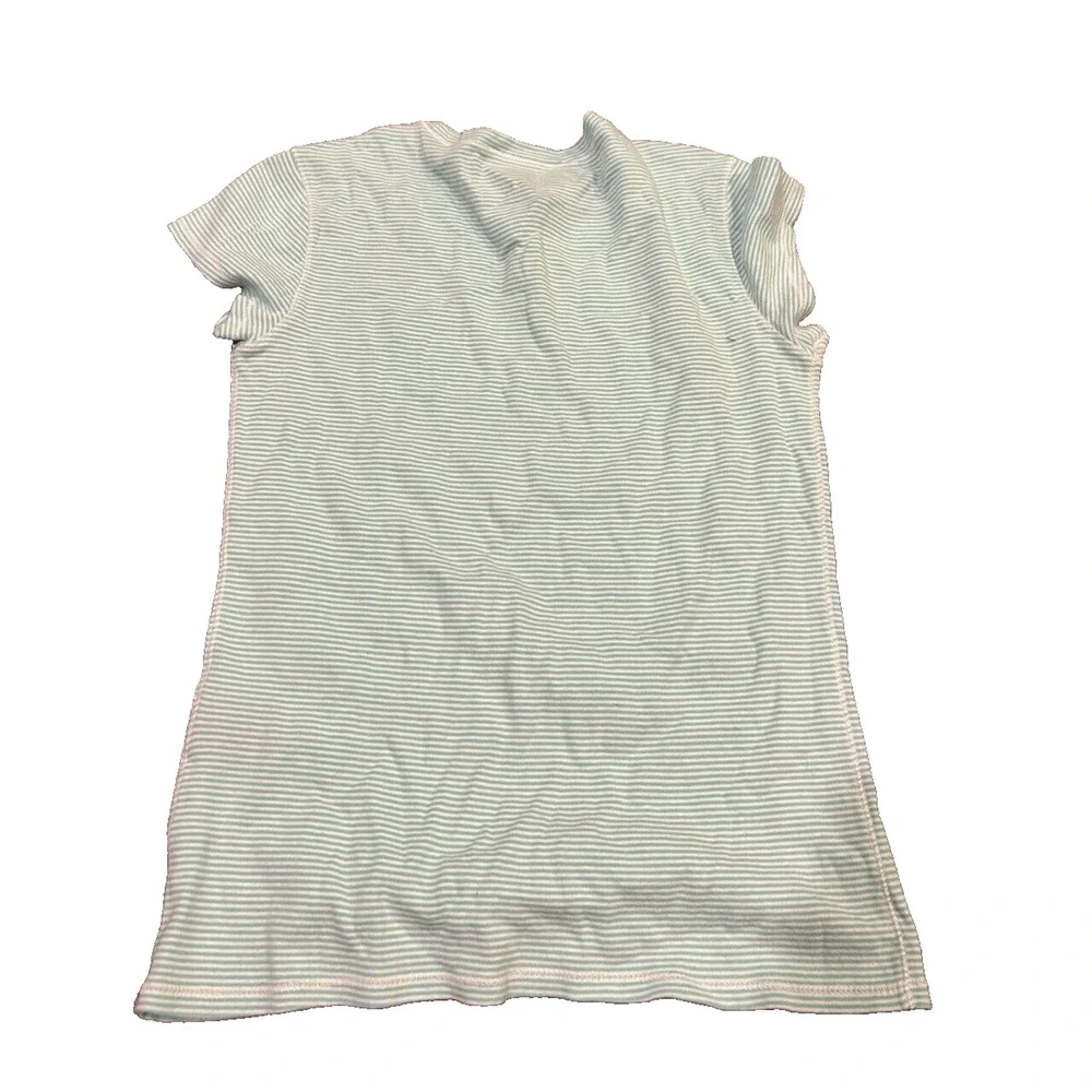 Ralph Lauren Sport Womens Blue & White Striped Crew Neck Logo T-Shirt Top Size M - Picture 2 of 3